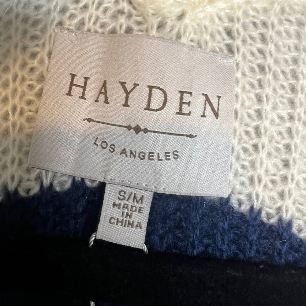 Hayden Cardigan Sz S/M Cream Rainbow Striped Open Front Pocket Long NWT - Picture 7 of 10